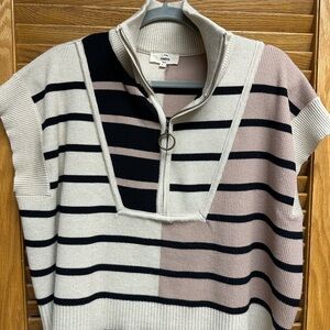 Entro Black and Cream Striped Turtleneck Sweater